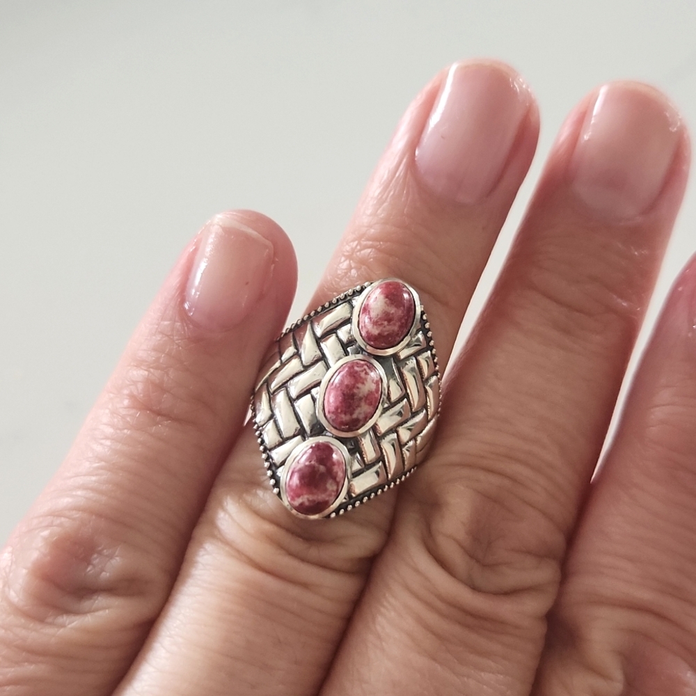✨️ NEW Genuine Sterling Silver & Multi-stone Thulite Ring (Specialty) - Picture 6 of 6